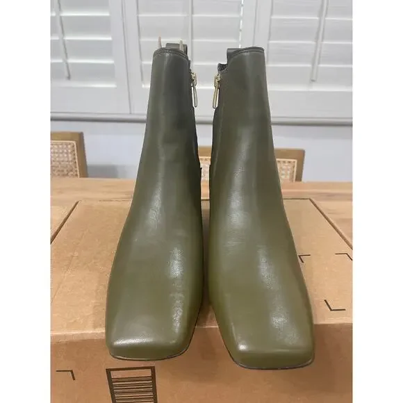 Franco Sarto Waxton Chelsea Boot Olive Green Leather Size 6.5 NIB Square Toe